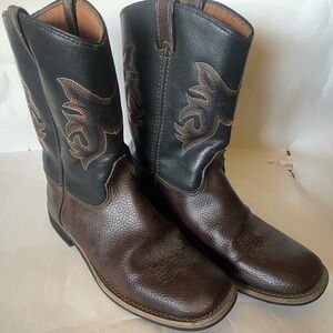 Austin trading co. Youth Black and Brown Leather Cowboy Western Boots size 3